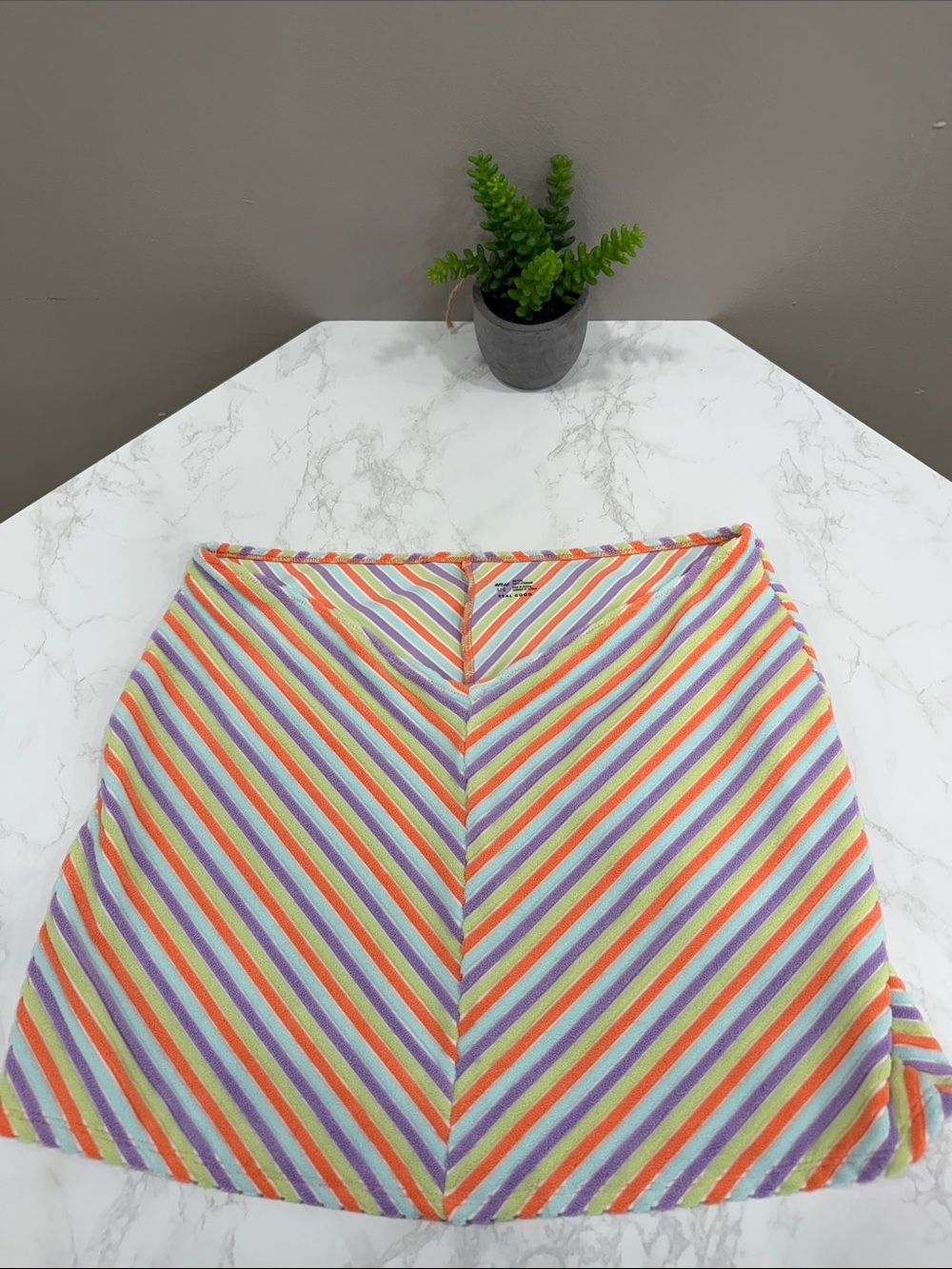 aerie Striped Asymmetrical Mini Skirt in Orange, Purple, Yellow, Green, Pink
